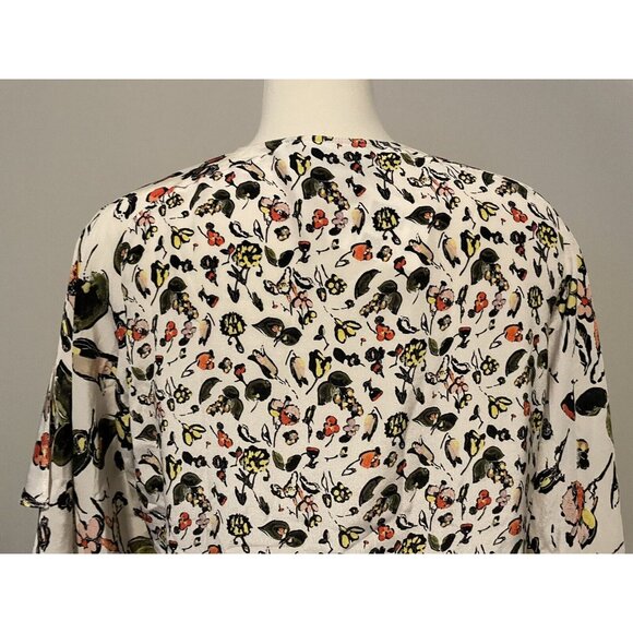 Grey Jason Wu White Silk Top with Floral Print and Front Keyhole, Size 6 - Picture 9 of 11